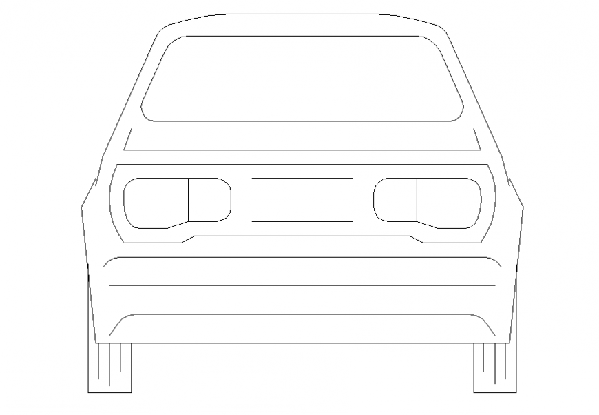 Ordinary car front elevation view cad block details dwg file