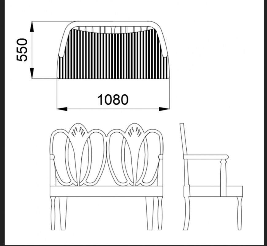 Ornet creative bench for house garden cad block design dwg file