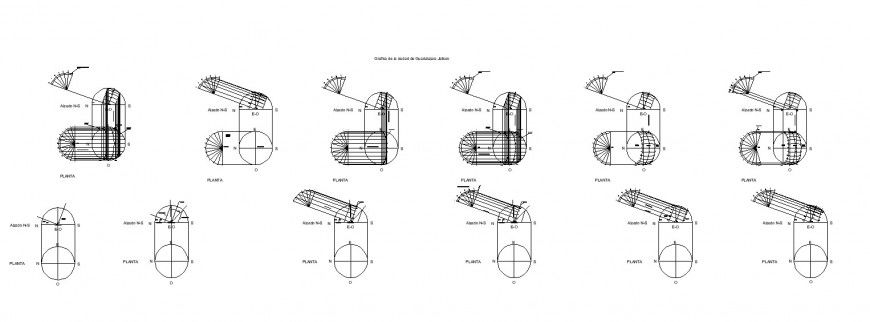 Orthographic projection detail in dwg file.