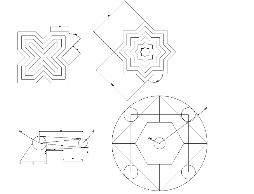 Orthographic projection drawing in dwg file.