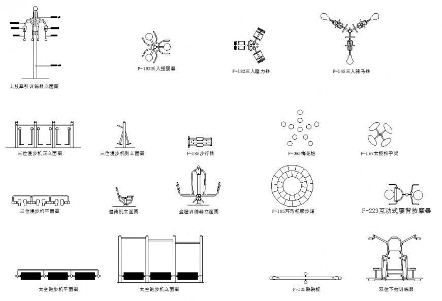 Outdoor Fitness Garden Equipment Layout and Design AutoCAD File