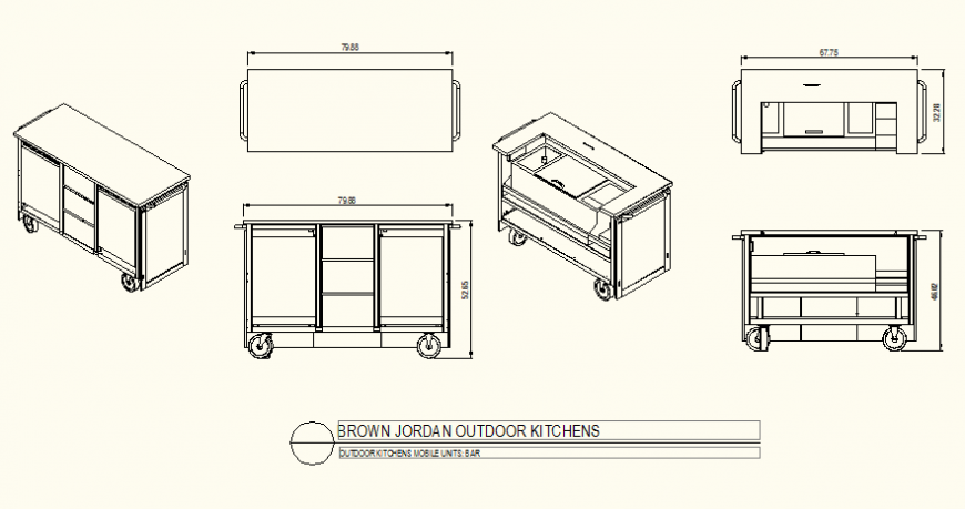 Outdoor kitchen furniture detail plan and elevation layout file