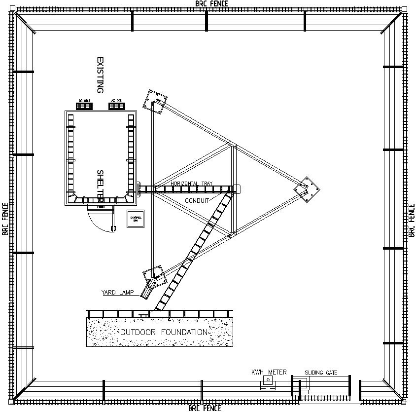 outdoor foundation and BRC fence details in AutoCAD, dwg file.