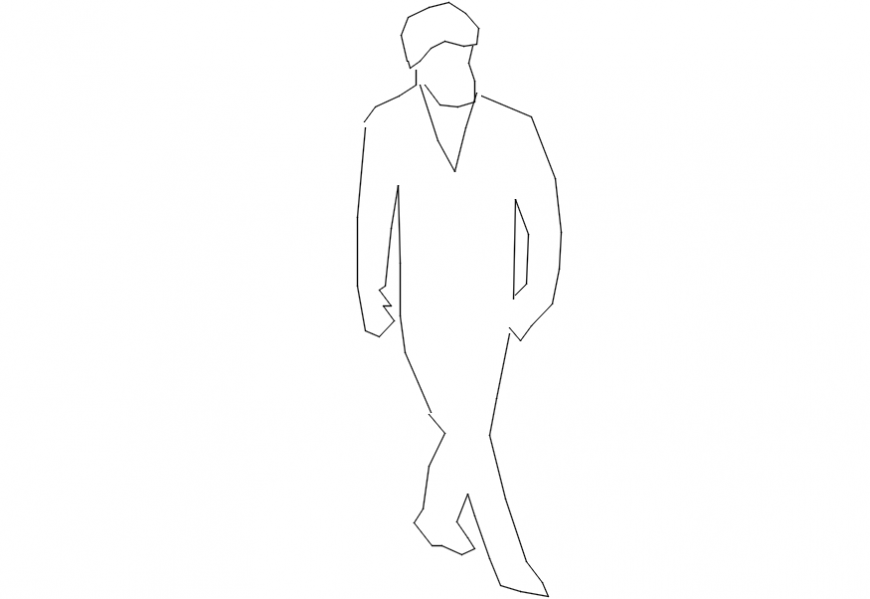 Outline figure drawing details of man block dwg file