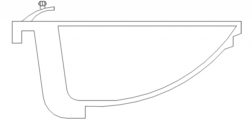 oval basin section detail drawing .dwg file