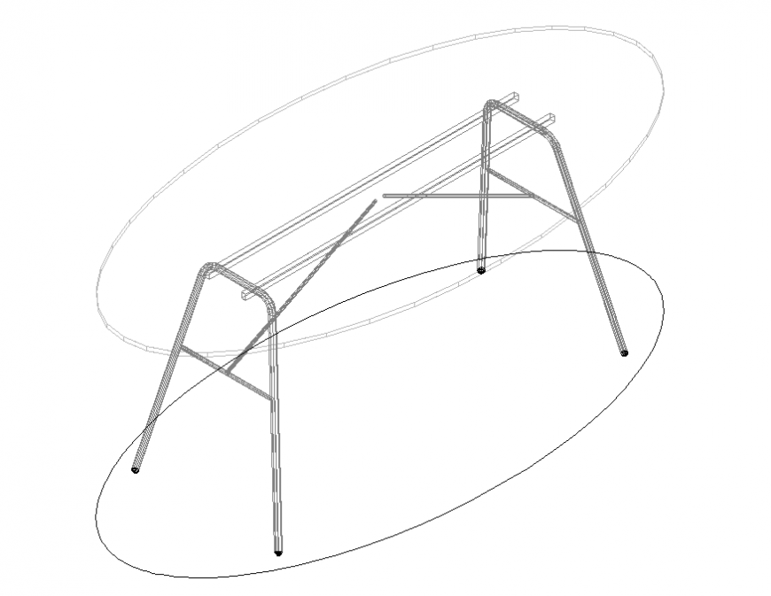 Oval glass table furniture cad block details dwg file