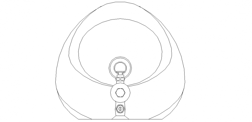 Oval shape design of bathtub area view in plan of interior dwg file