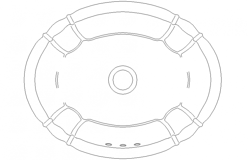 Oval shape design wash basin drawing in dwg file.