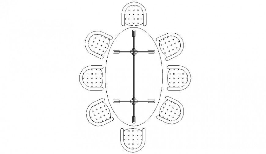 Oval shape table and chair drawing details in AutoCAD