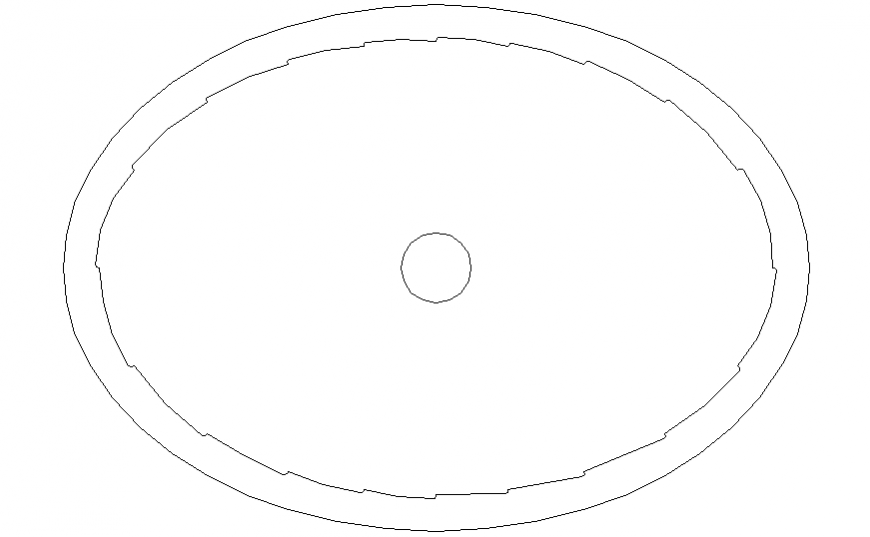 Oval shape wash basin drawing in dwg file.