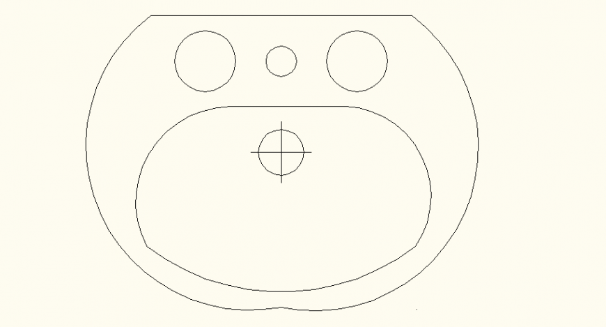 Oval shaped detail sink elevation and plan dwg file