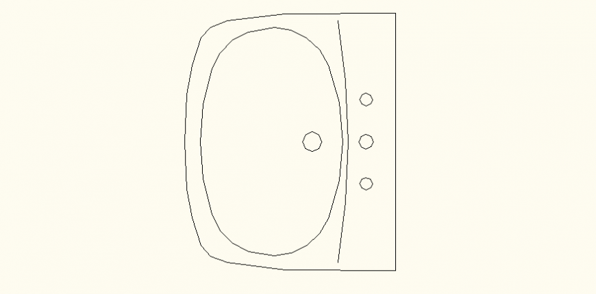 Oval shaped detail sink elevation dwg file
