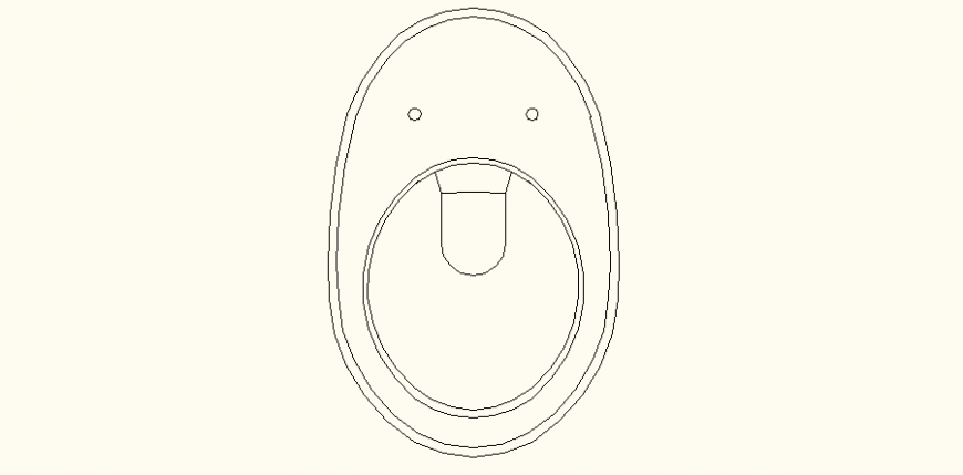 Oval shaped detail toilet elevation autocad file