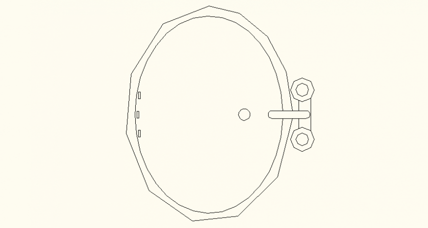 Oval shaped detail wash basin autocad file