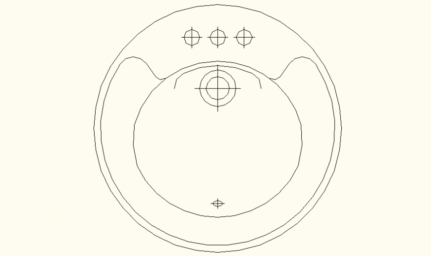 Oval shaped Sink detail elevation layout plan
