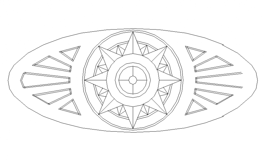 Oval table top view elevation cad block details dwg file
