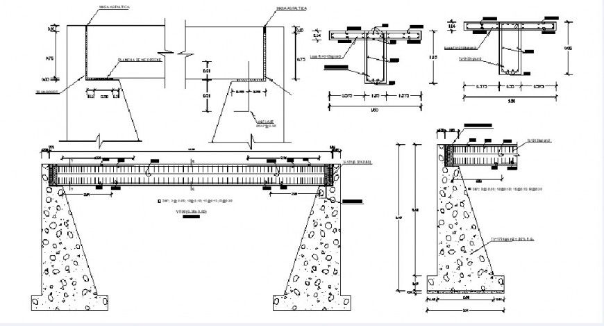 Over-bridge section and constructive structure details dwg file