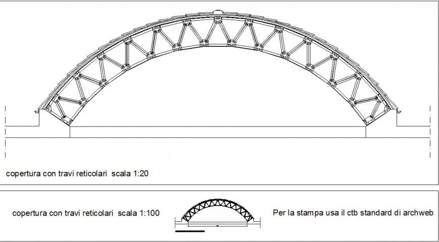 Over bridge front view detail  dwg file