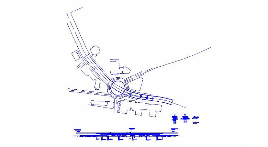Over pass bridge section, plan and construction details dwg file