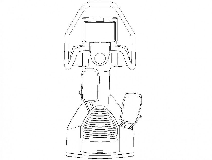 Paddling cycle machine detail 2d view CAD gym equipment block layout autocad file