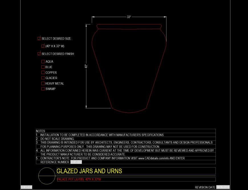 Palace pot ,glazed jars and urns in dwg file.