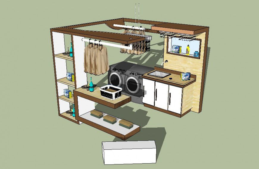 Pantry room drawings detail furniture blocks sketch-up file