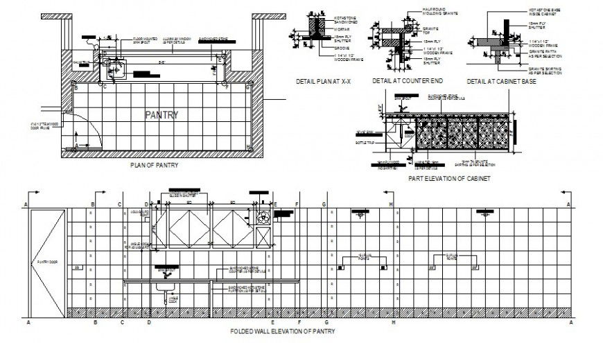 Pantry room elevation and plan autocad file
