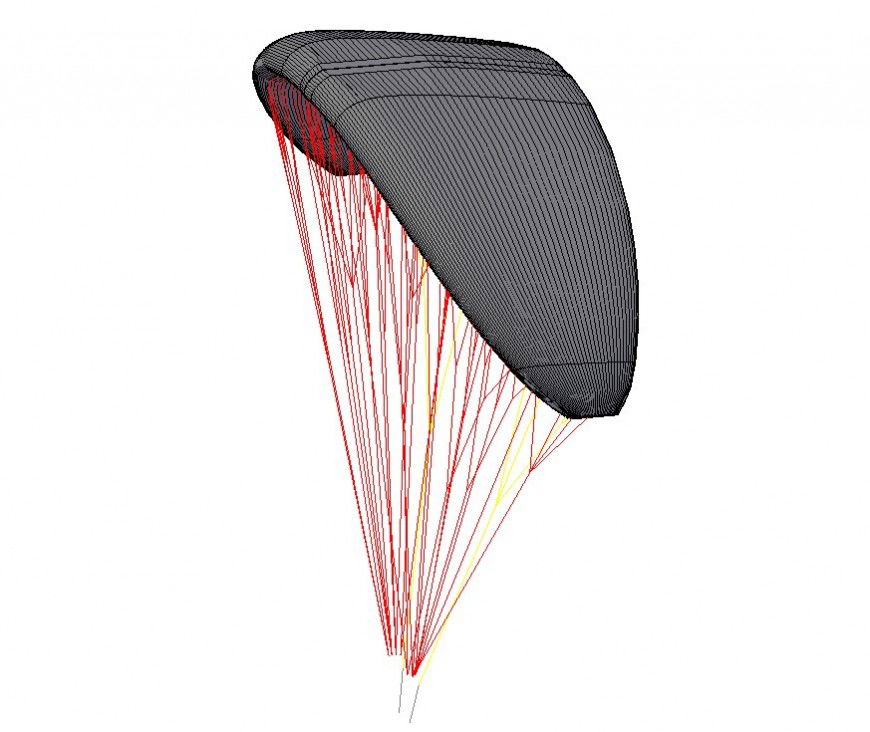 Para-glider parachute detail 3d model CAD blocks layout autocad file