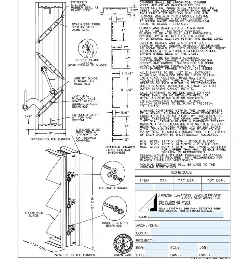 Parallel plate damper detail 2d view CAD structural block layout file in autocad format