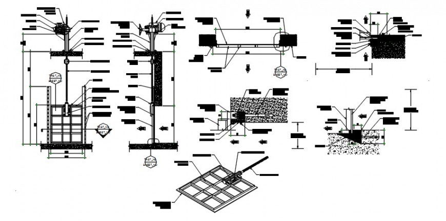 Parapet window elevation and installation cad drawing details dwg file