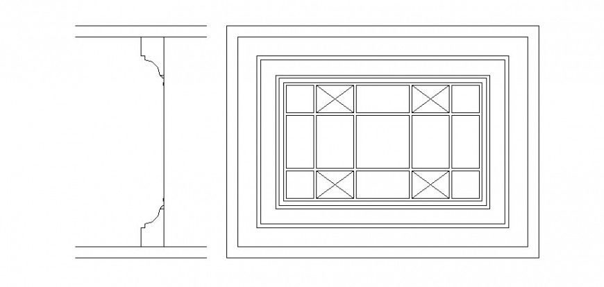 Parapet window elevation block and auto-cad drawing details dwg file