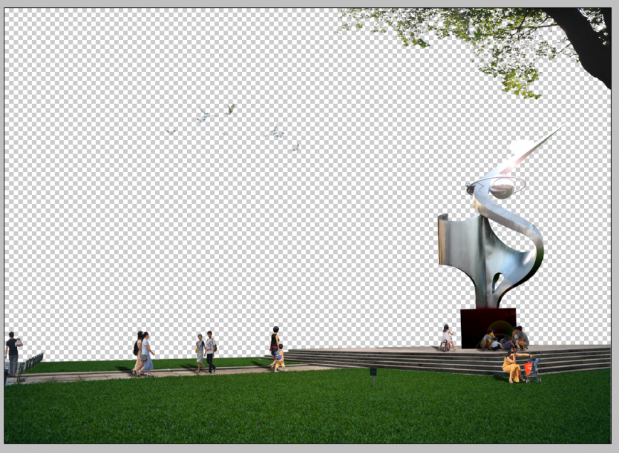 Park and ground detail elevation 3d  model Photoshop file