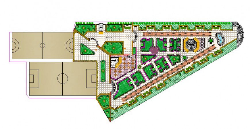 Park and sports filed architecture landscaping structure cad drawing details dwg file
