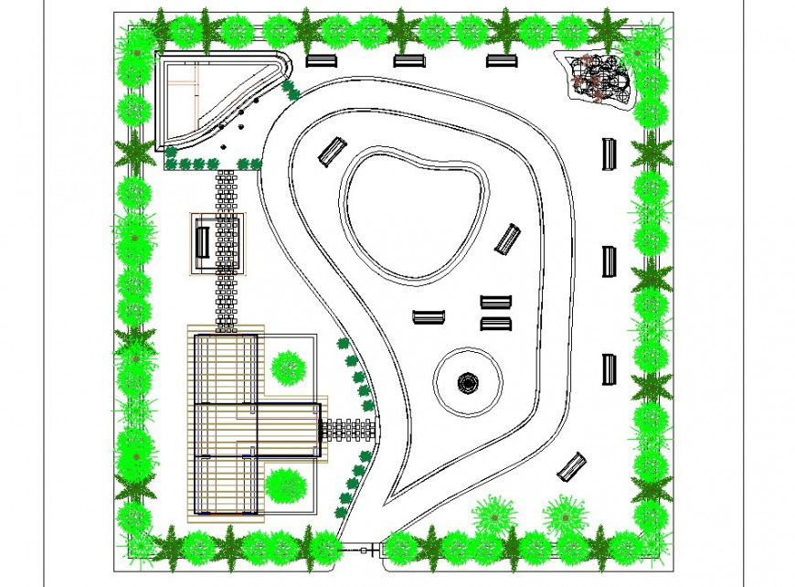 Park Area detail 2d view CAD structural block layout autocad file