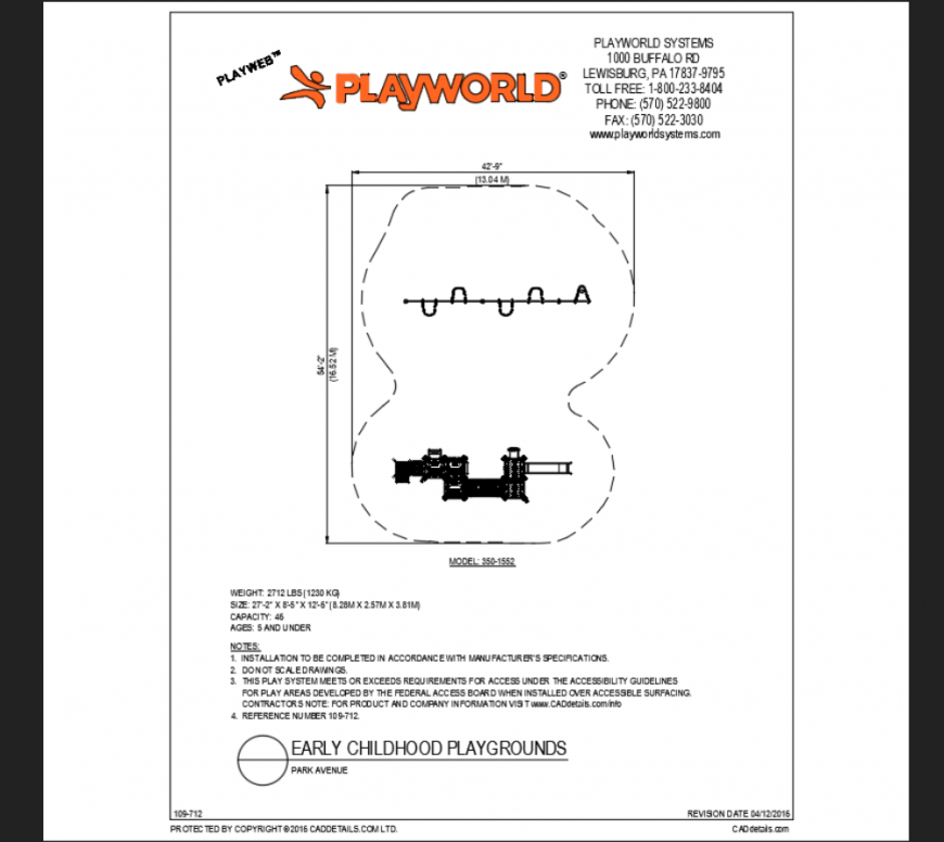 Park avenue play structure model of early school play ground details dwg file