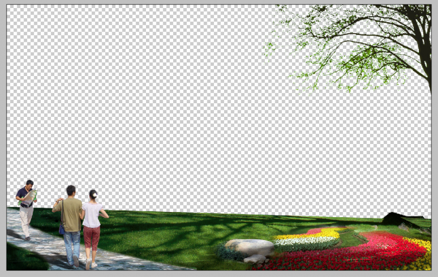 Park elevation 3d model detail Photoshop file