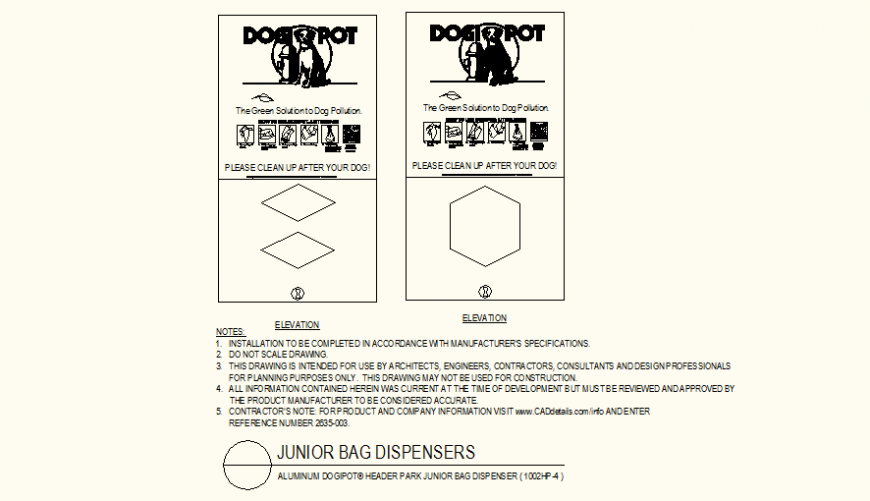 Park junior bag detail plan layout file