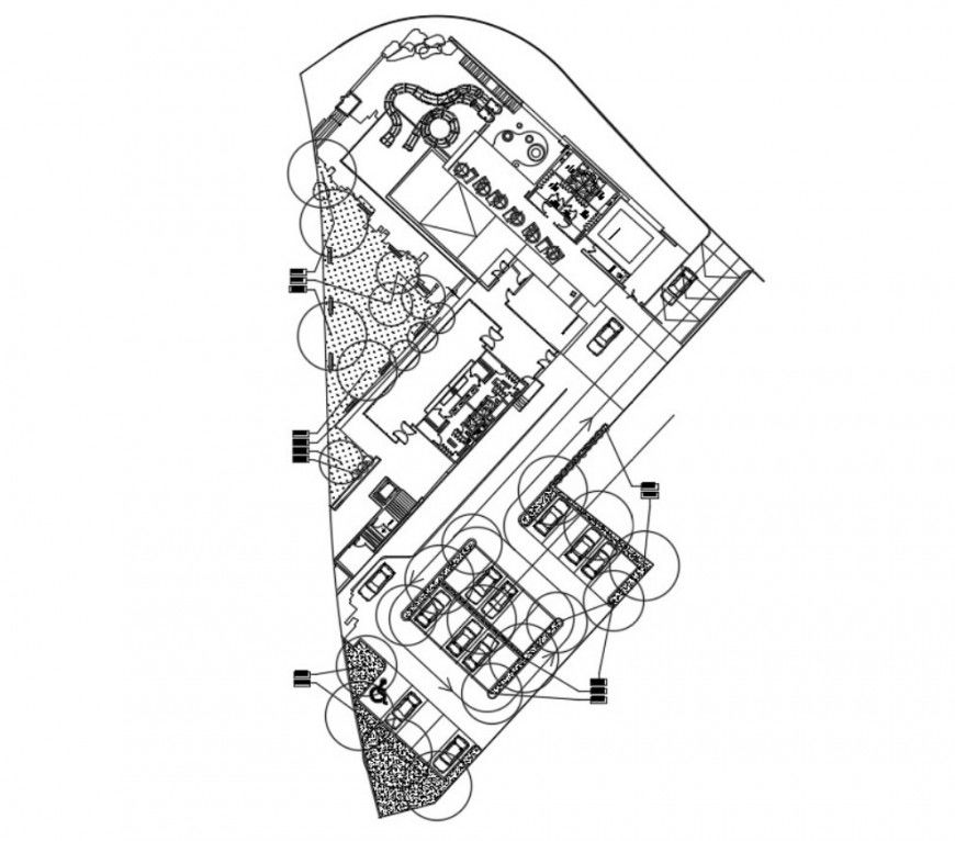 Park layout plan 2d view autocad format