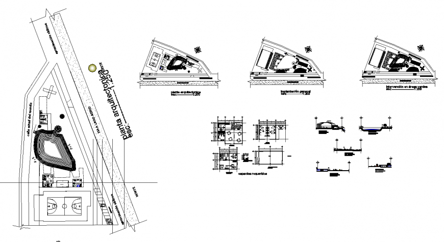 Park layout structure detail elevation and plan 2d view autocad file