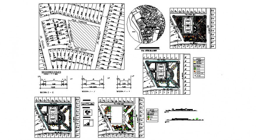 Park plan and section view in auto cad file