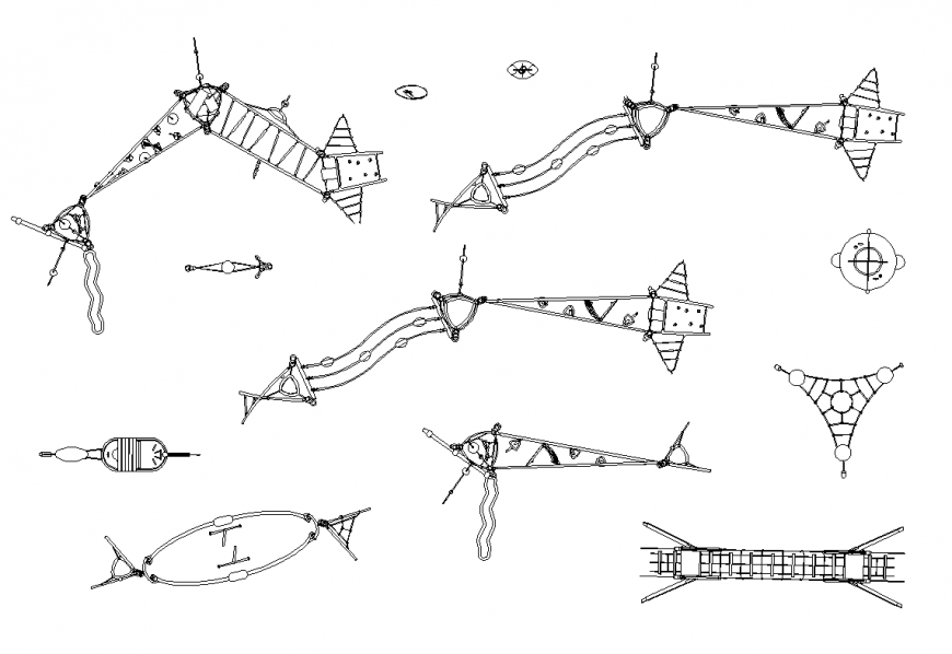 Park playground structure detail elevation 2d view CAD blocks dwg file