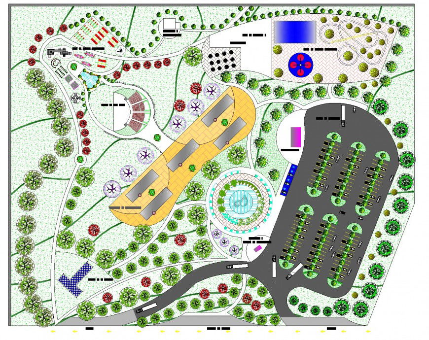 Park Plaza and ephemeral architecture plan autocad file