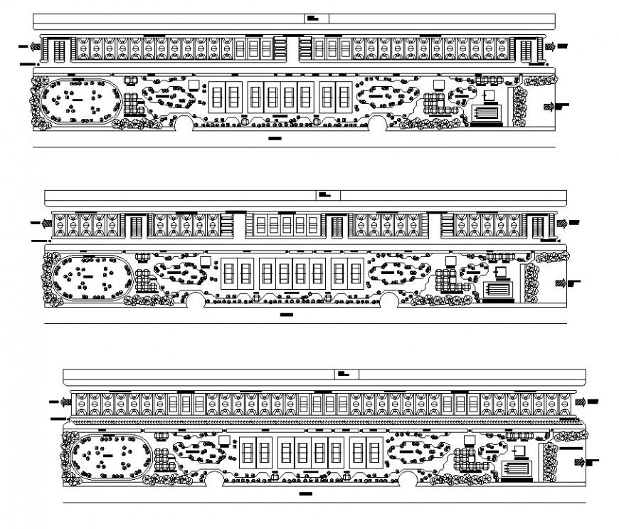 Park structural blocks detail 2d view layout plan in dwg format