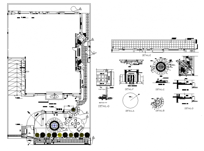 Park structure detail elevation and sectional layout AutoCAD file