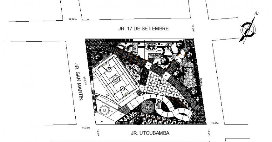 Park with playgrounds general plan in auto cad file