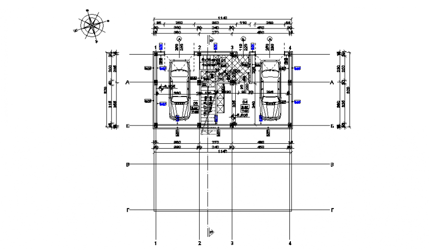 Parking layout plan of Single house design drawing