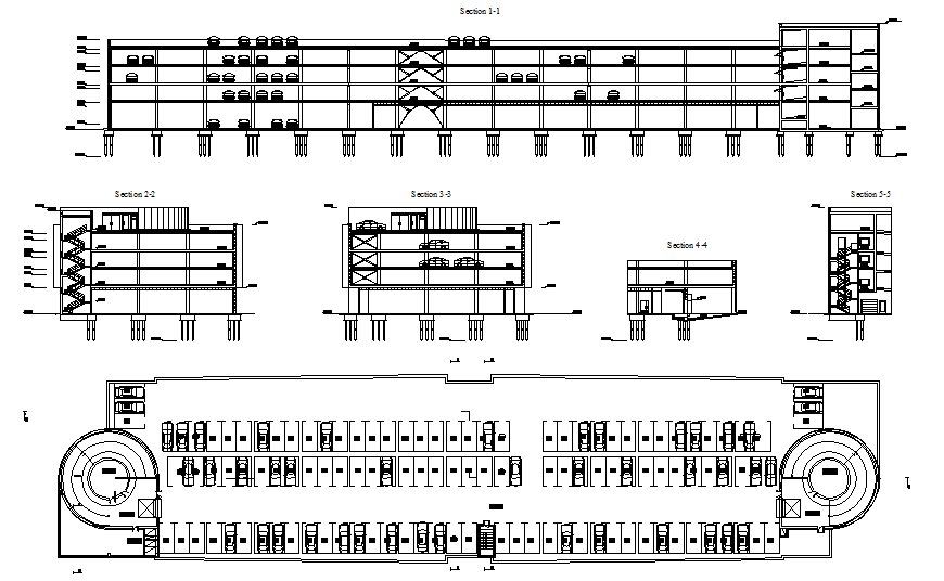 Parking plan and section detail dwg file