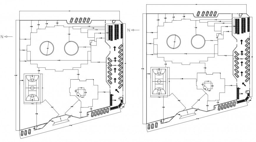 Parking plan of admin area in auto cad software