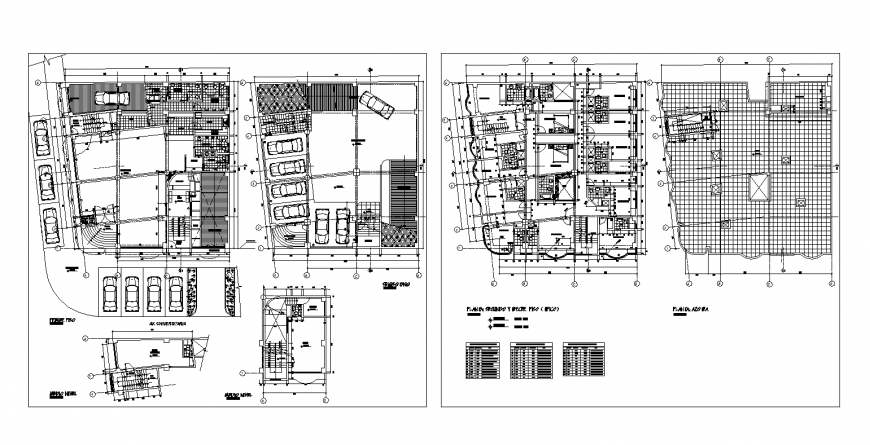 Parking plan with floor plan with residential area dwg file
