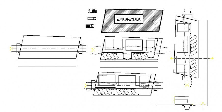 Parking system plan detail 2d view layout file in dwg format
